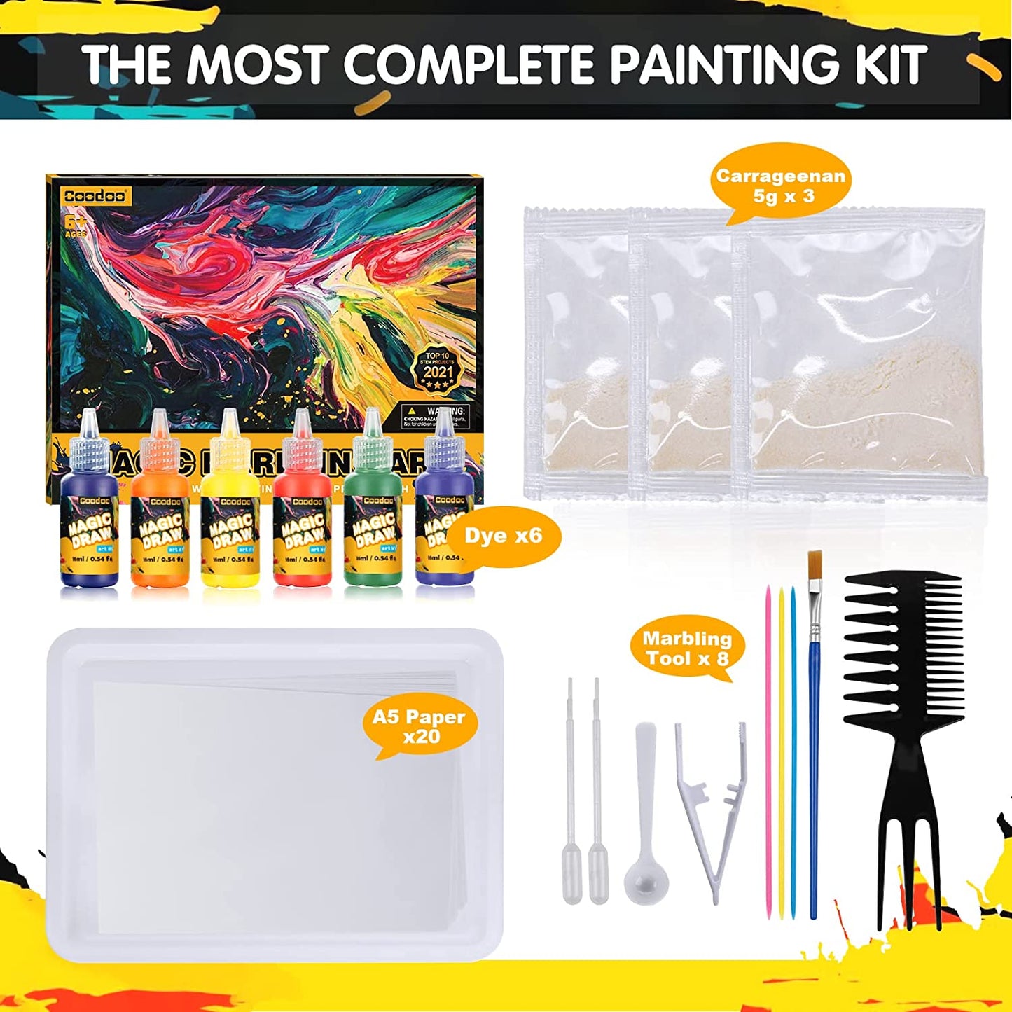 Water Marbling Paint for Kids - Arts and Crafts for Girls & Boys