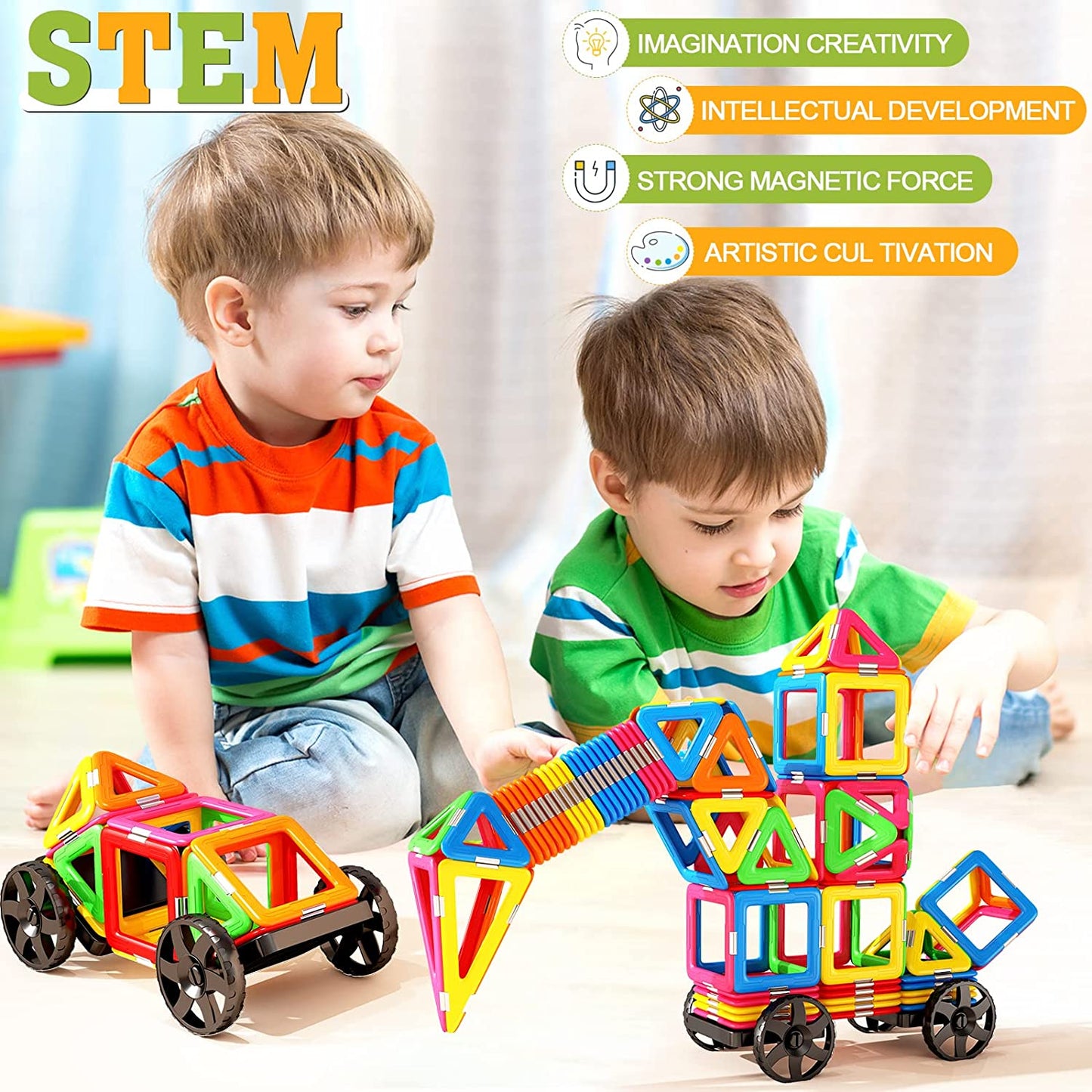 Magnetic Tiles Building Blocks 54 Pieces