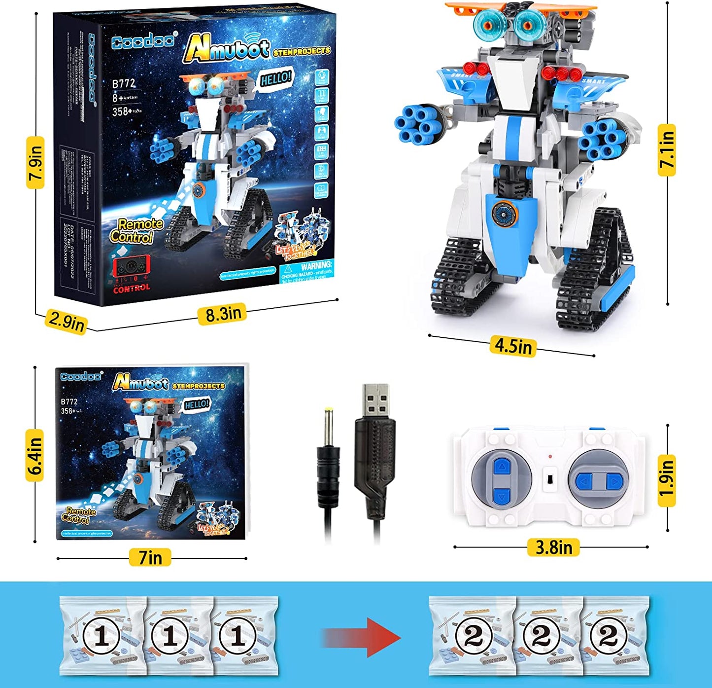 STEM Projects Remote APP Controlled Robot Building Kit-358 Pieces