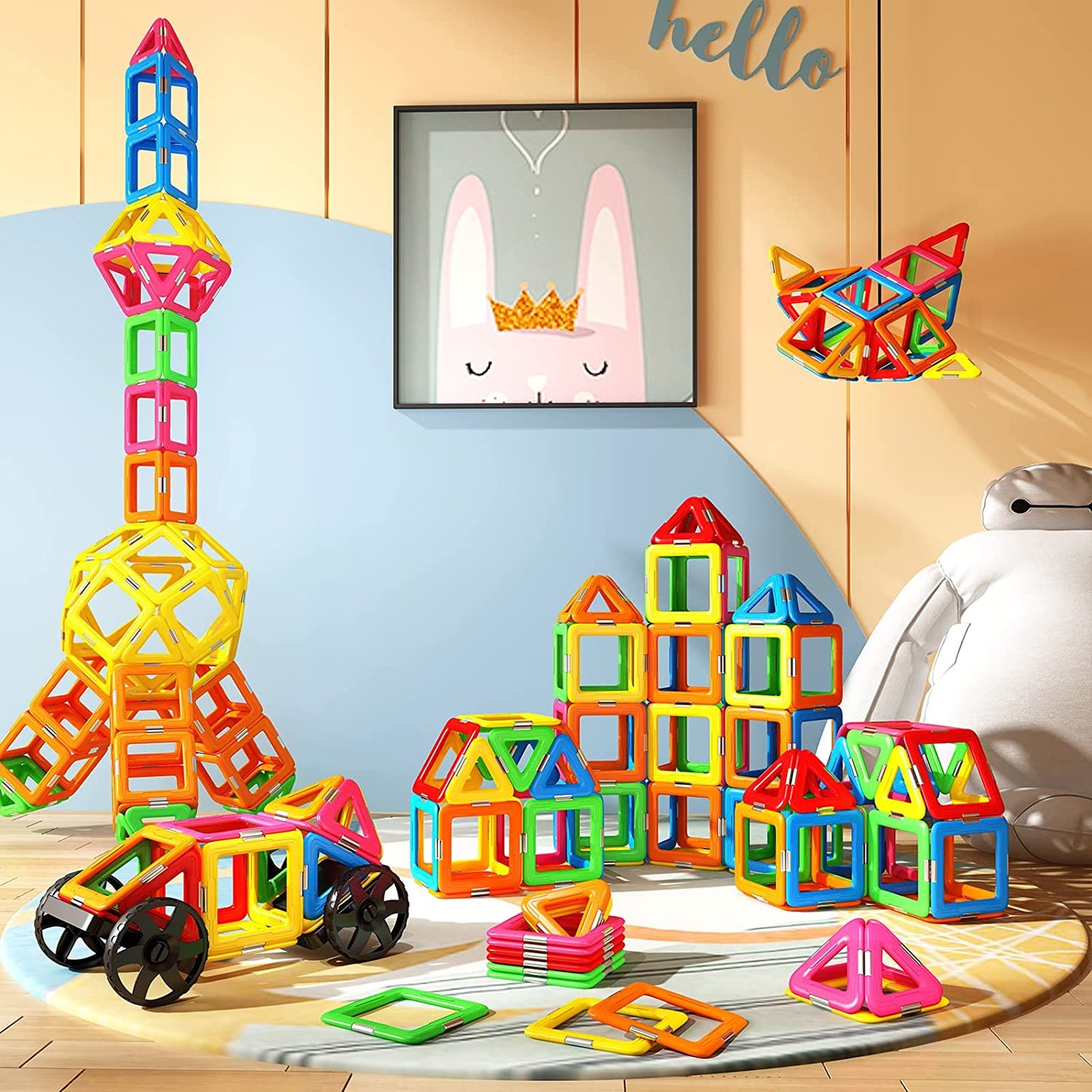 Magnetic Tiles Building Blocks 54 Pieces