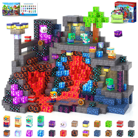 Coodoo 100 PCS Magnetic Blocks Mystic Mine Adventure Themed Learning and Educational Toys Christmas and Birthday gifts for Kids