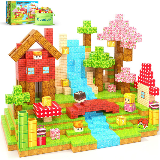 Coodoo 72 PCS Magnetic Blocks Magic Teleport Pipes Set Montessori Stem Outdoor Toys for Boys