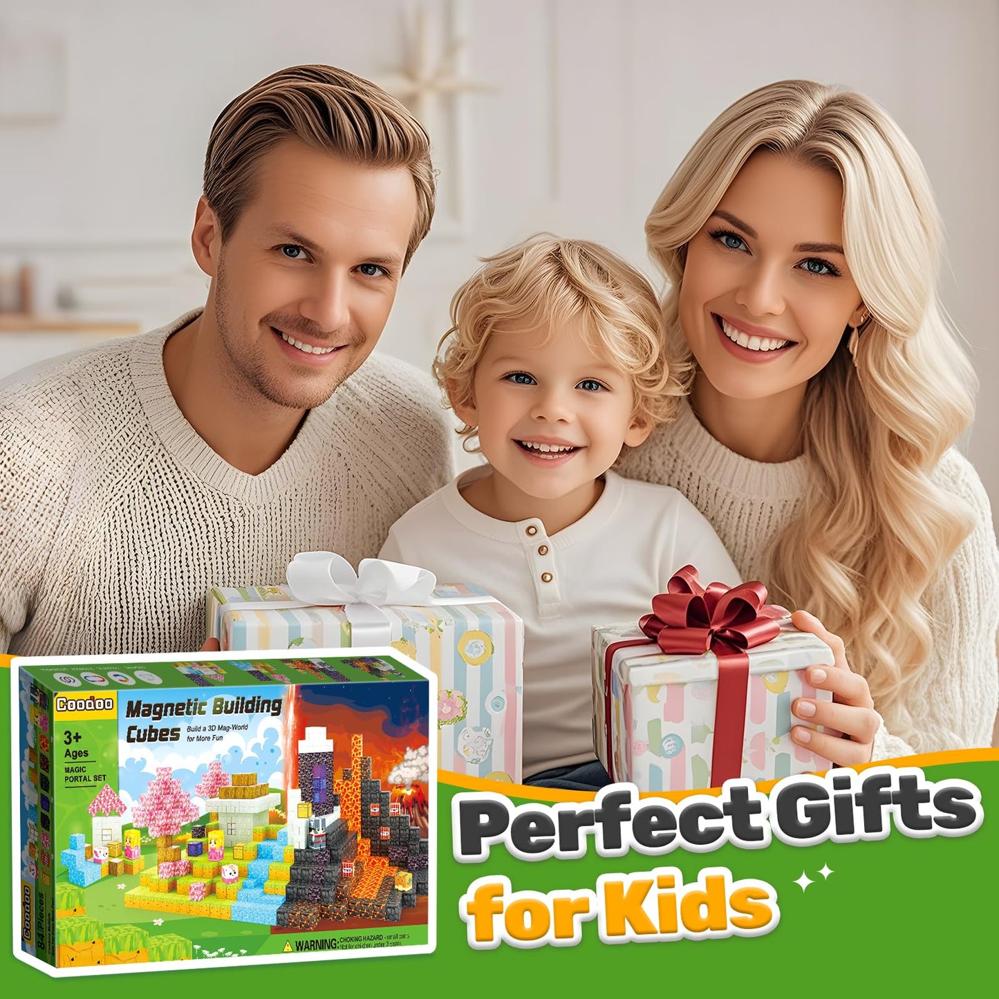 Coodoo 84 PCS Magnetic Blocks Magic Portal Set Creative Kids Games Stem Learning Toys