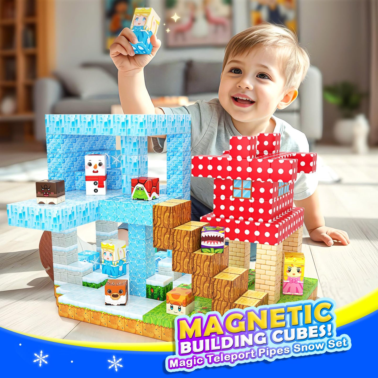 Coodoo 110 PCS Magnetic Blocks Games & Frozen Set valentines gifts for kids Montessori Stem Construction Toys
