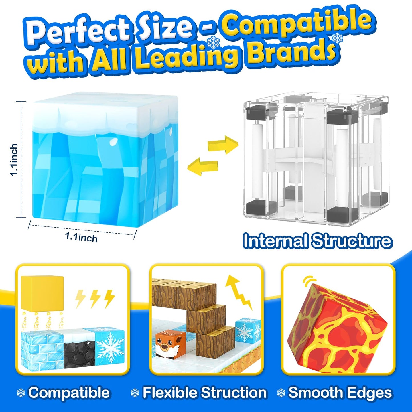 Coodoo 84 PCS Magnetic Blocks Frozen Castle & Lava Kingdom Two Worlds in One Toddler Montessori Toys Stem Building Blocks