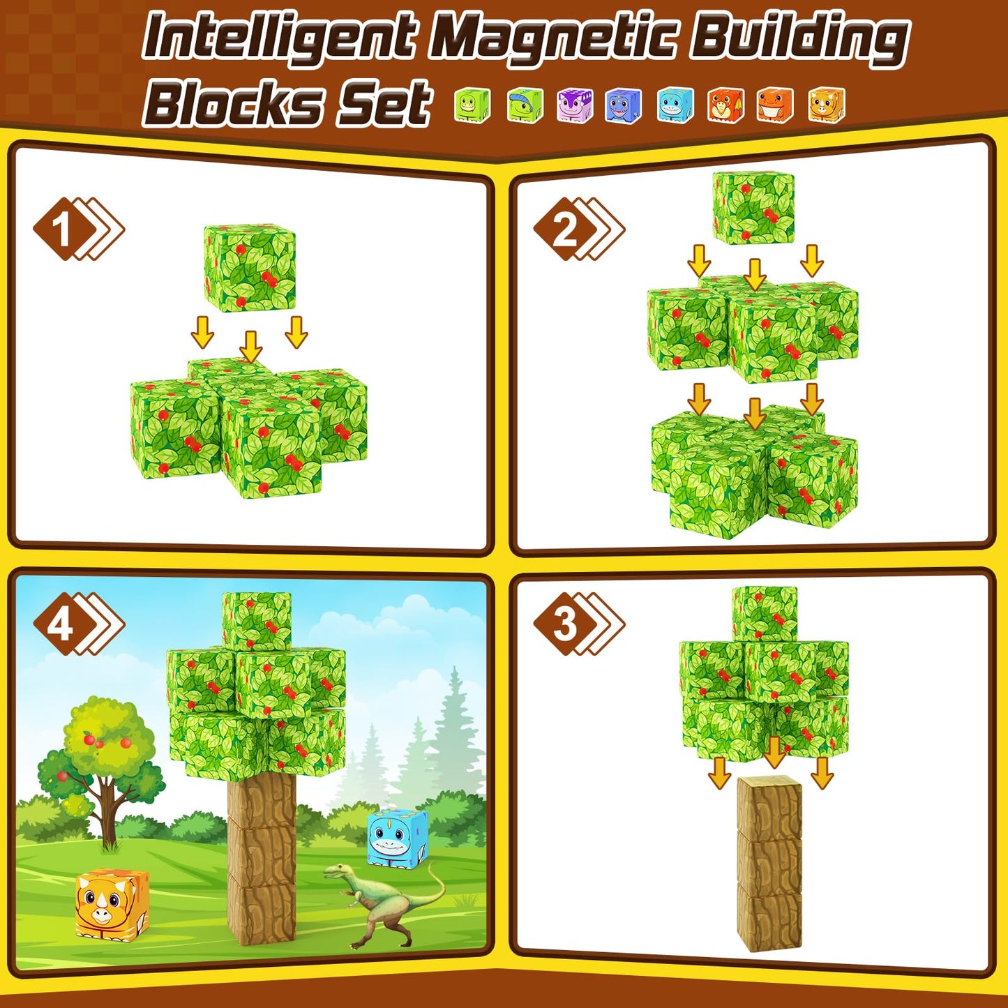 Coodoo 84 PCS Dinosaur Adventure Set Creative Jurassic Scenes Gifts for Kids