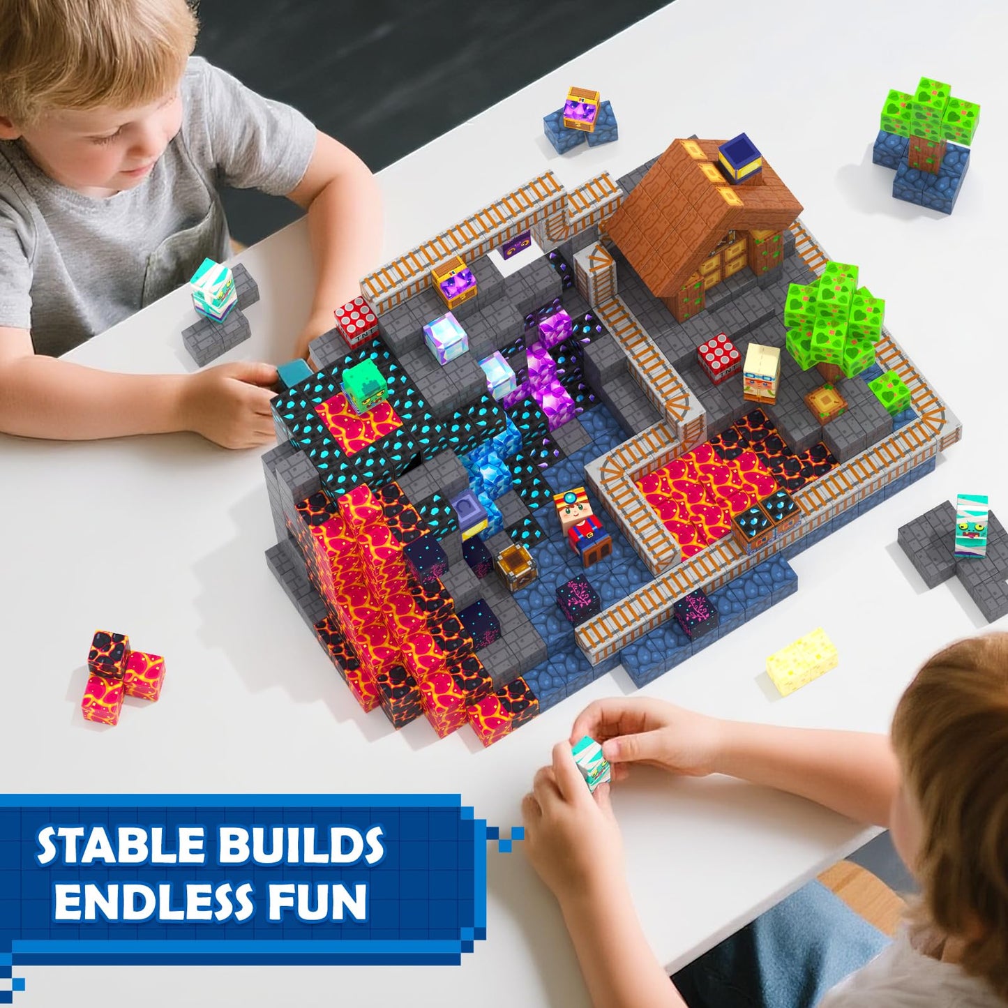 Coodoo 100 PCS Magnetic Blocks Mystic Mine Adventure Themed Learning and Educational Toys Christmas and Birthday gifts for Kids