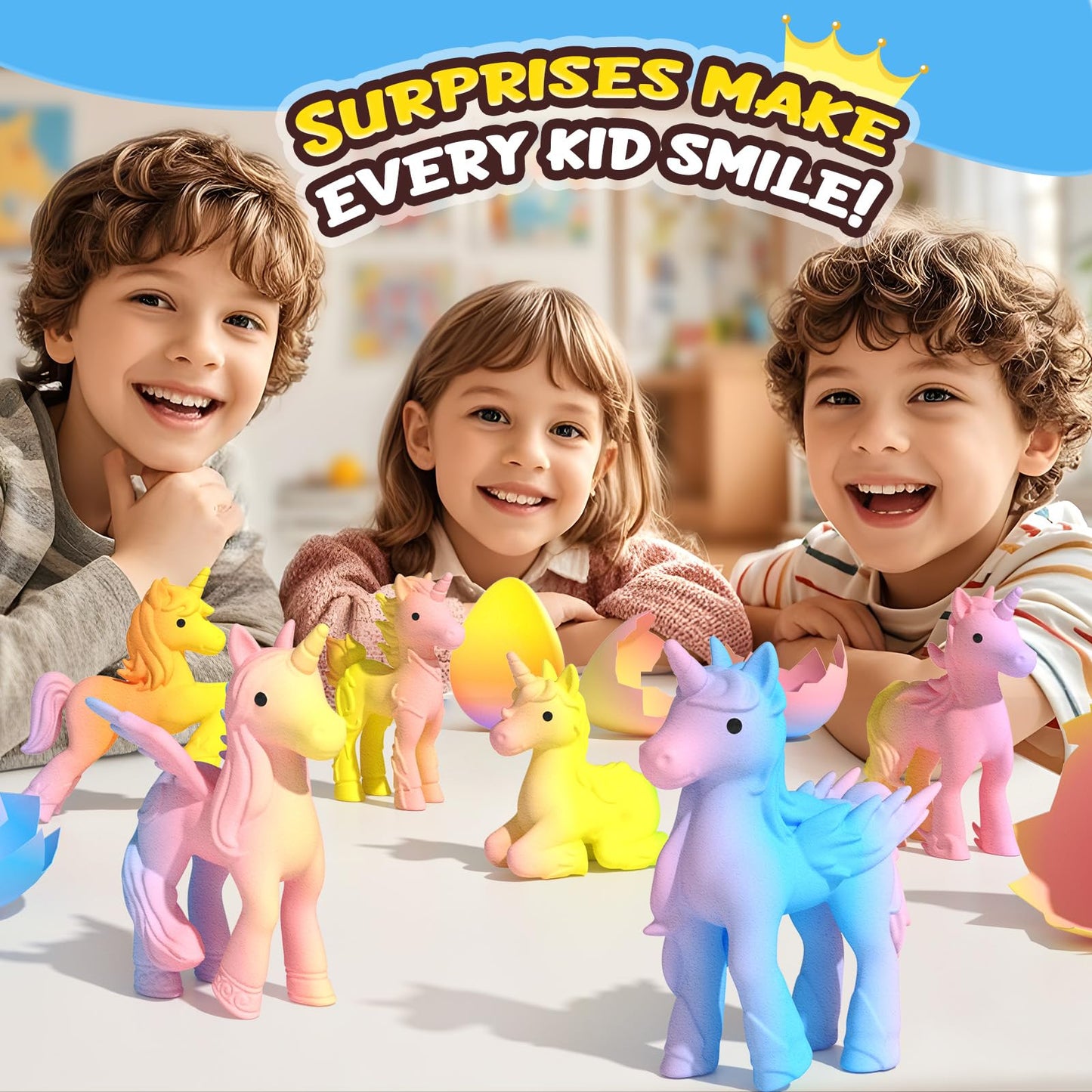 Coodoo Unicorn Hatching Rainbow Eggs for Kids - 6 Pack Unicorn Toys Craft Kits for Boys & Girls