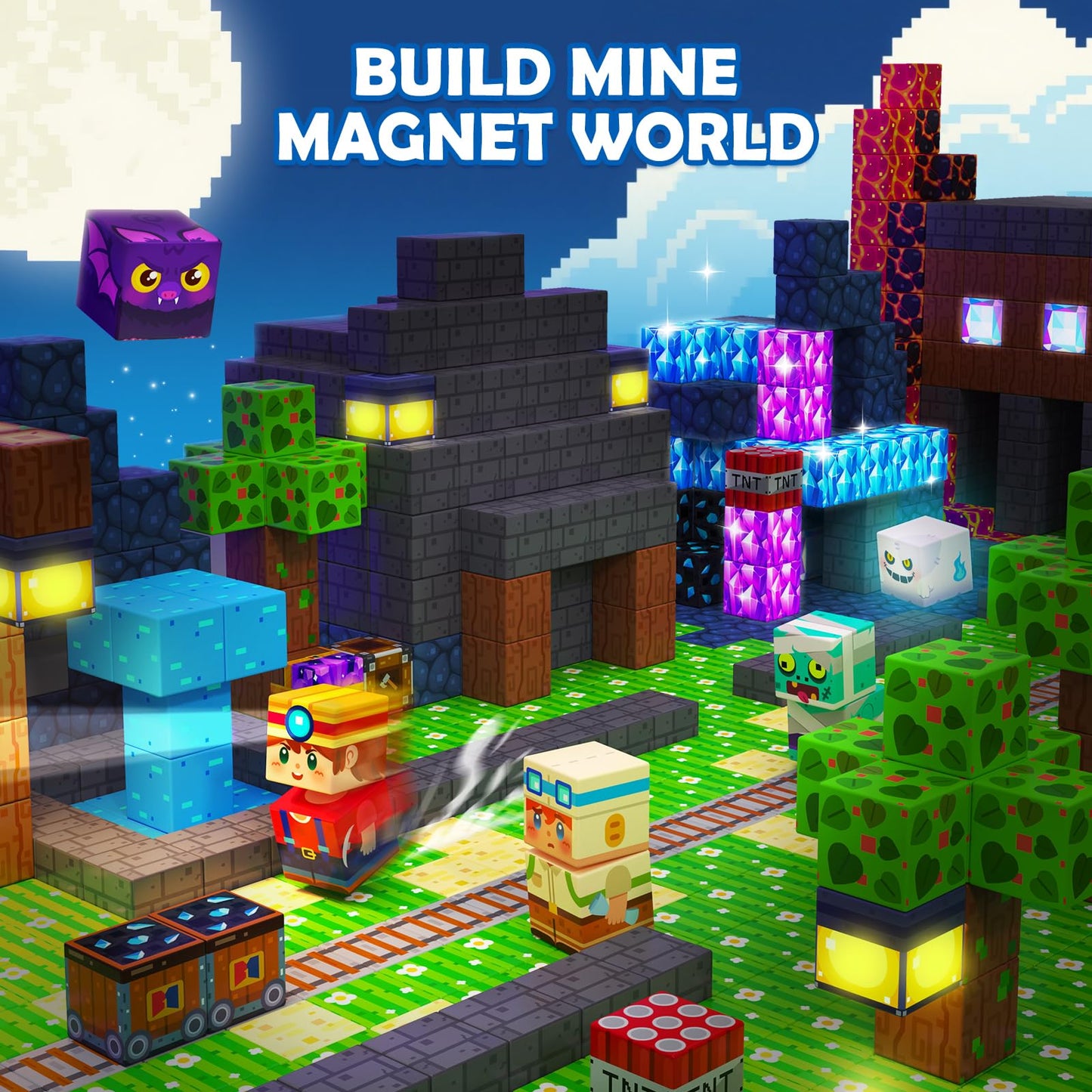 Coodoo 150PCS Magnetic Blocks Rainforest Mine Adventure Building Toys Stem Learning Blocks Gifts for Kids