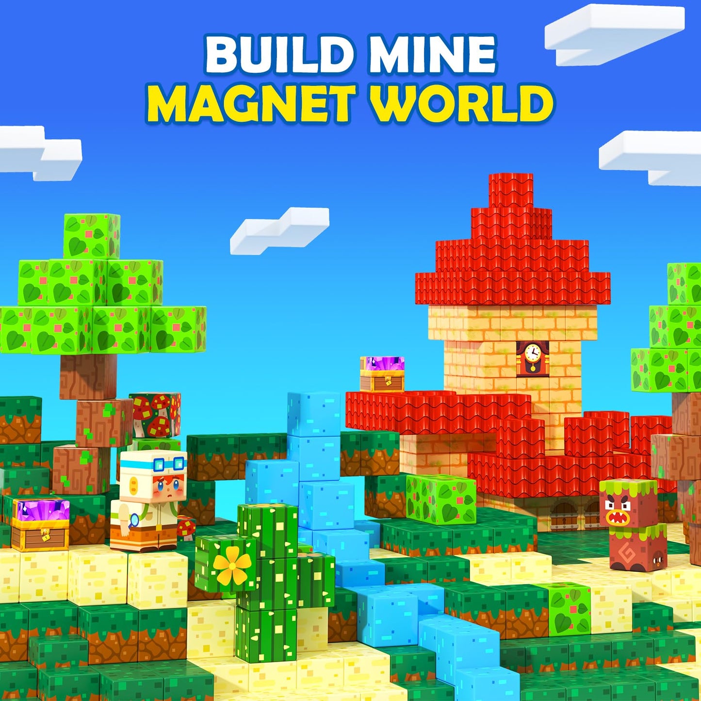 Coodoo Upgraded 200 PCS Magnetic Blocks 3 Worlds in 1 Stem Toys for 3-5 Year Olds Educational Learning Toys