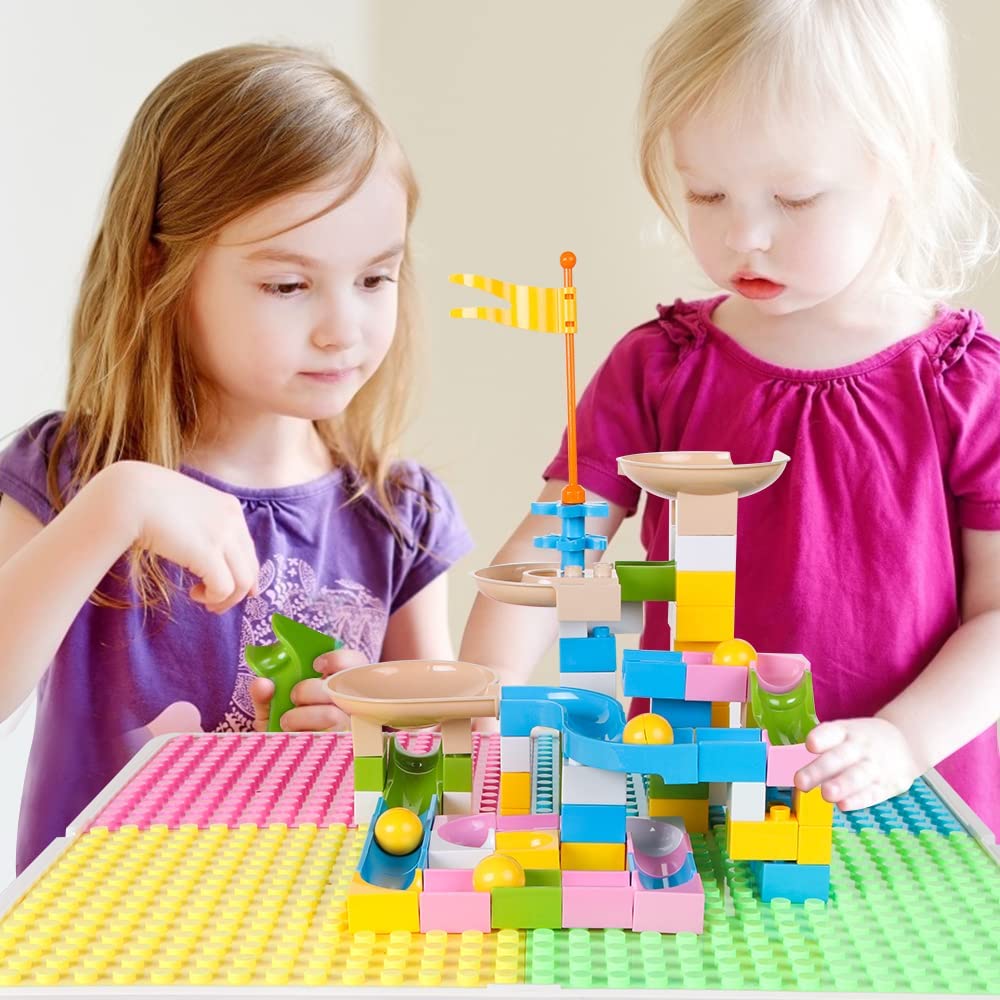 Upgrade Toddler Activity Table, Kids Table & Chair Set with 100PCS Building Blocks