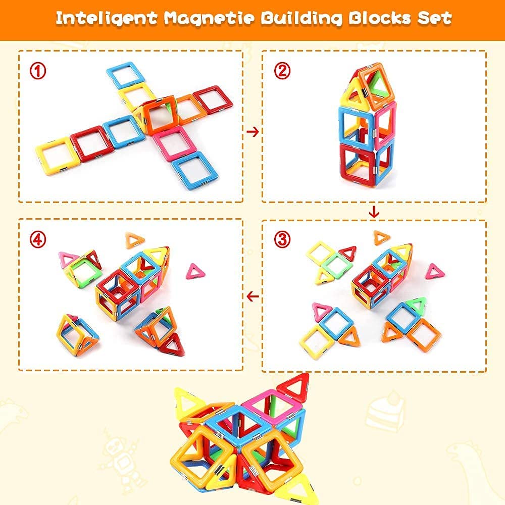 Magnetic Tiles Building Block 138 Pieces coodootoy