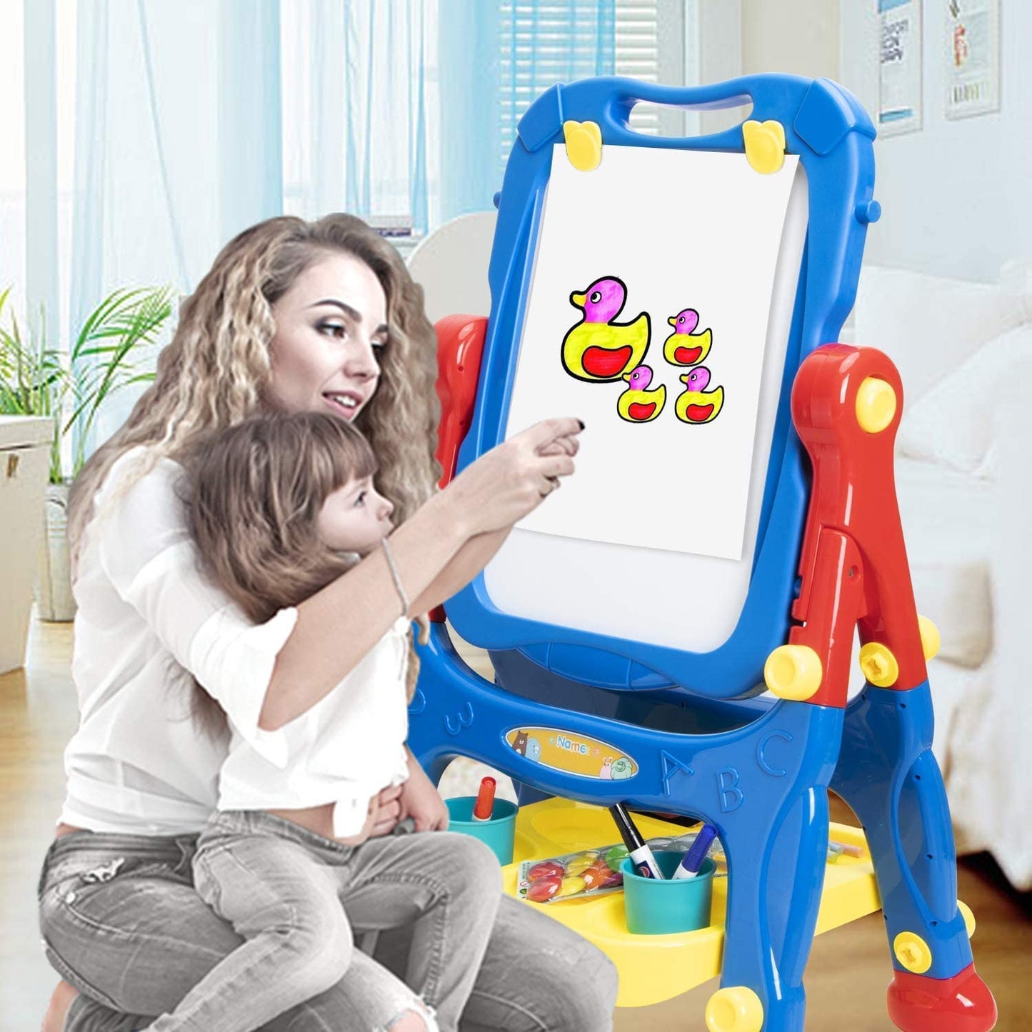 Double Sided Easel, Height Adjustable Drawing Board for Toddlers